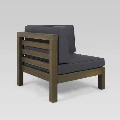 Oana 3pc Acacia Modular Loveseat and Table Set - Gray/Dark Gray - Christopher Knight Home