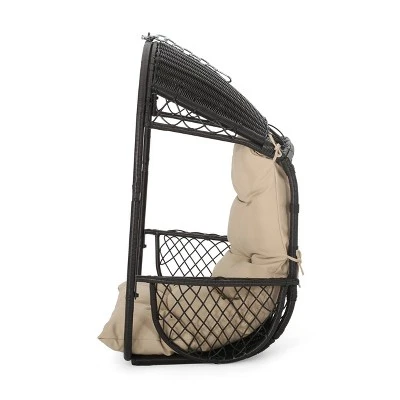 Greystone Indoor/Outdoor Wicker Hanging Chair with 8' Chain - Brown/Tan - Christopher Knight Home