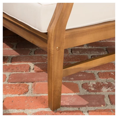 Perla 6pc Acacia Wood Patio Chat Set w/ Water Resistant Cushions - Cream - Christopher Knight Home