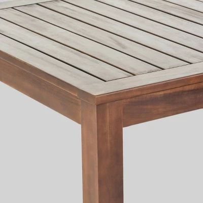 Geelong 7pc Acacia Wood & Wicker Patio Dining Set - Brown - Christopher Knight Home