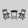 Hillside 3pc Wood And Wicker Foldable Bistro Set Dark Gray/Brown - Christopher Knight Home