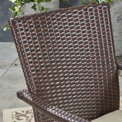 Davenport 9pc Wood & Wicker Expandable Dining Set - Natural/Brown/Cream - Christopher Knight Home