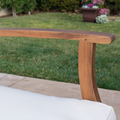 Perla 9pc Acacia Wood Patio Conversation Set - Teak/Cream - Christopher Knight Home