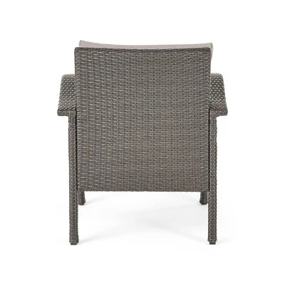 Keana 5pc Faux Rattan Club Chair & Fire Pit Chat Set - Christopher Knight Home