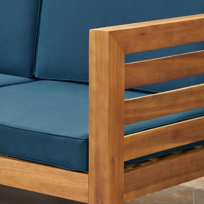 Cambridge 5pc Acacia Wood Sofa Set Teak/Dark Teal- Christopher Knight Home