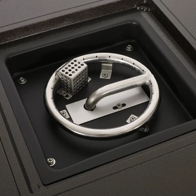 Darius 5pc Outdoor Set with 4 Wicker Swivel Chairs & Fire Pit Set - Brown/Navy/Hammered Bronze - Christopher Knight Home