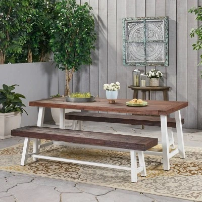 Carlisle 3pc Acacia Wood Picnic Dining Set - Christopher Knight Home
