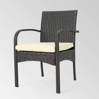 Heron 7pc Rectangular Acacia Wood &Wicker Dining Set - Teak/Brown - Christopher Knight Home