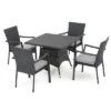 Campbell 5pc Wicker Patio Dining Set With Cushions - Gray - Christopher Knight Home