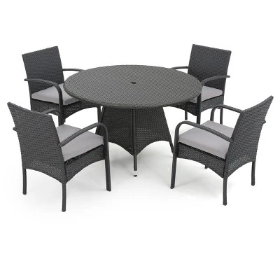 Theodore 5pc Wicker Patio Dining Set - Christopher Knight Home