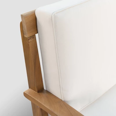 Peyton 2pc Acacia Wood Loveseat and Coffee Table Set - Teak/Beige - Christopher Knight Home