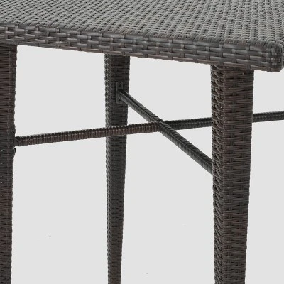 Dominica Square Wicker Bar Table - Brown - Christopher Knight Home