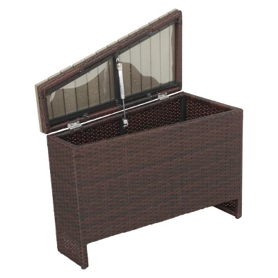 Madras Tortuga 8pc Wicker 1/2 Round Seating Set With Ice Bucket Ottoman - Brown/Beige - Christopher Knight Home