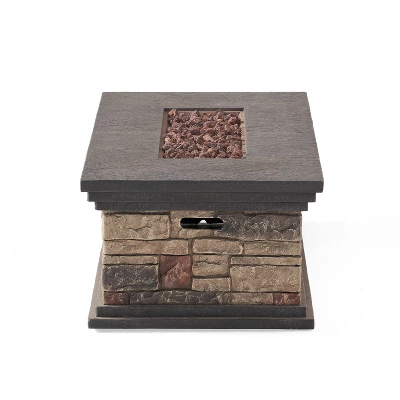 Chesney Outdoor 50000 BTU Light Weight Concrete Rectangular Fire Pit Stone - Christopher Knight Home