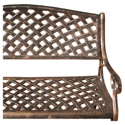 Cozumel Cast Aluminum Patio Bench - Antique Copper - Christopher Knight Home