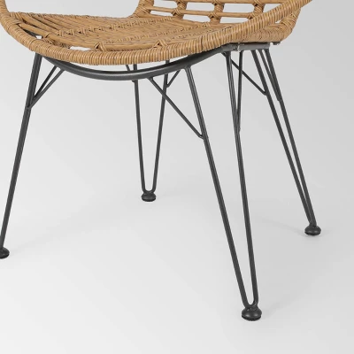 Perkins 3pc Wicker Modern Boho Chat Set - Light Brown - Christopher Knight Home