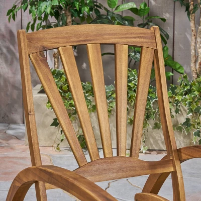 Sunview 3pc Acacia Wood Recliner Rocking Chair Set - Teak - Christopher Knight Home
