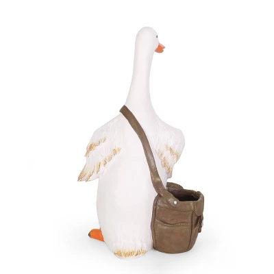 Christopher Knight Home 16" Wide Farnum Concrete Outdoor Novelty Goose Planter White/Brown