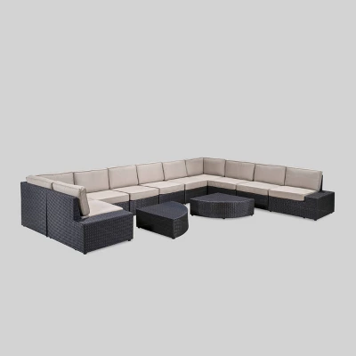 Santa Cruz 12pc Wicker Sofa Set with Cushions - Christopher Knight Home