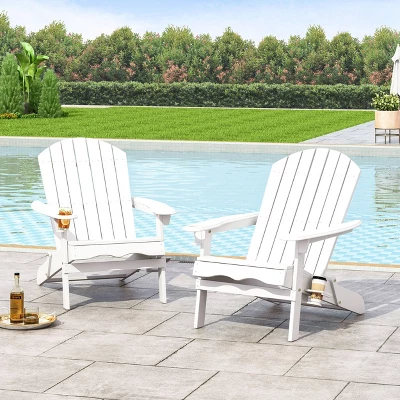 2pk Bellwood Outdoor Acacia Wood Folding Adirondack Chairs White - Christopher Knight Home