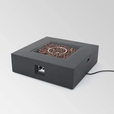 Oana 7pc Acacia V-Shaped Sectional Sofa with Fire Pit Set - Gray/Dark Gray - Christopher Knight Home