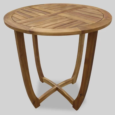 Lindy 3pc Acacia Wood and Wicker Bistro Set - Teak/Cream - Christopher Knight Home