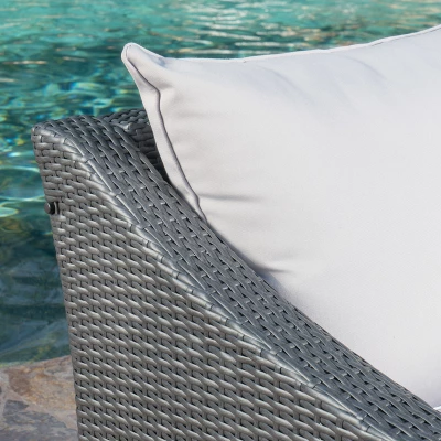 Antibes 6pc Wicker V-Shaped Sectional Sofa Set Gray/Silver - Christopher Knight Home