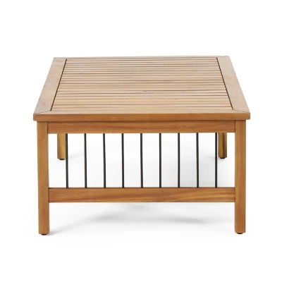 4pk Oana Outdoor Acacia Wood Chat Set with Cushions Teak/Beige - Christopher Knight Home