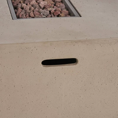 Perla 5pc Acacia Wood Sofa with Rectangular Fire Table - Teak/Cream/Light Gray - Christopher Knight Home