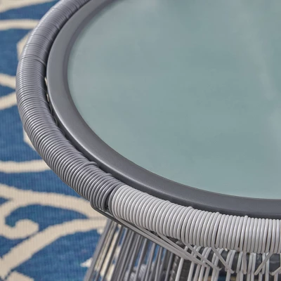 Milan Faux Rattan Side Table - Gray/White - Christopher Knight Home