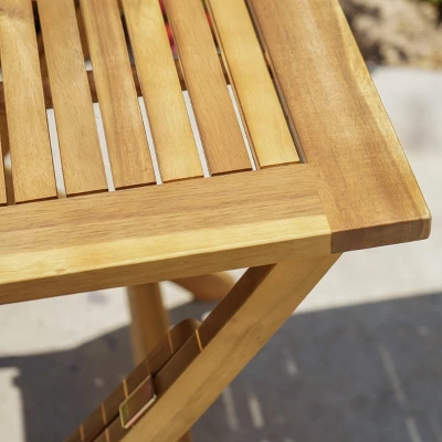 Positano Acacia Wood Foldable Square Bistro Table - Natural Christopher Knight Home