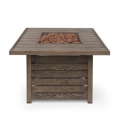 Elberton Outdoor Square Fire Pit - Brown - Christopher Knight Home