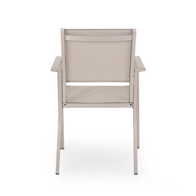 Otero 6pc Outdoor Aluminum Dining Set - Natural/Gray/Silver - Christopher Knight Home