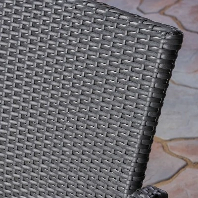 Kent 3pc Acacia Wood & Wicker Bistro Set - Gray - Christopher Knight Home