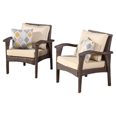 Honolulu Set of 2 Outdoor Wicker Club Chair with Cushion - Christopher Knight Home