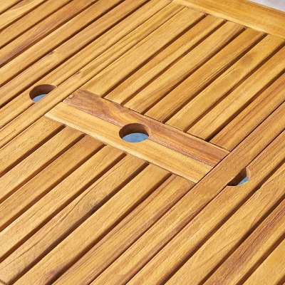 Davenport 9pc Wood & Wicker Expandable Dining Set - Natural/Brown/Cream - Christopher Knight Home