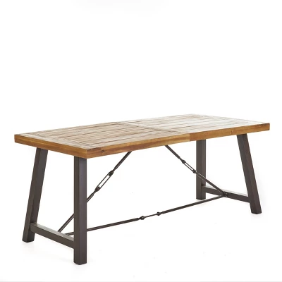 Spencer 7pc Wood & Wicker Dining Set - Brown - Christopher Knight Home