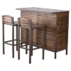 Milos 3pc Acacia Bar Set - Dark Brown - Christopher Knight Home