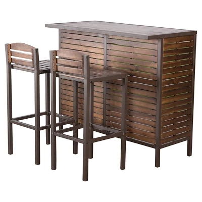 Milos 3pc Acacia Bar Set - Dark Brown - Christopher Knight Home