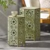 Eliana 2pc Sunburst Outdoor Patio Iron Side Table - Crackle Teal - Christopher Knight Home