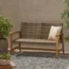 Hampton Wicker Loveseat - Natural/Gray - Christopher Knight Home