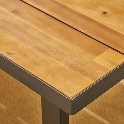 Heron 7pc Rectangular Acacia Wood &Wicker Dining Set - Teak/Brown - Christopher Knight Home