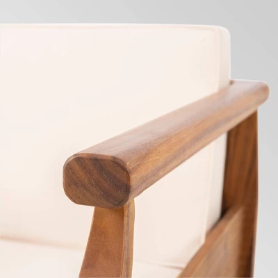 Aston 4pc Acacia Wood Mid-Century Modern Chat Set - Teak/Cream - Christopher Knight Home