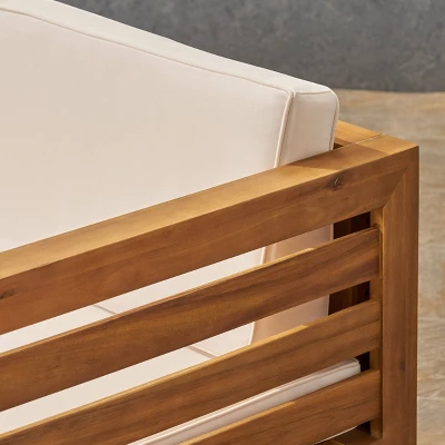 Cambridge 5pc Acacia Wood Patio Sofa Set - Teak/Beige - Christopher Knight Home