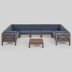 8pc Brava Acacia Sectional Patio Sofa Set -Gray Christopher Knight Home