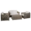 Cadence 4pc Acacia Wood Patio Chat Set With Cushions - Gray - Christopher Knight Home