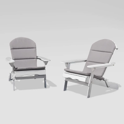 Malibu 2pk Acacia Wood Adirondack Chairs - White/Gray - Christopher Knight Home