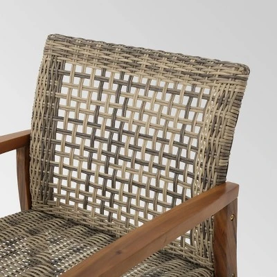 Hampton 4pk Wicker Mid-Century Club Chairs - Natural/Gray - Christopher Knight Home