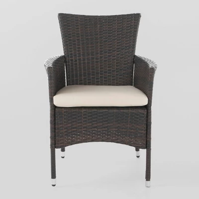 Ellie 3pc Acacia Wood Wicker Bistro Set - Brown/Beige - Christopher Knight Home