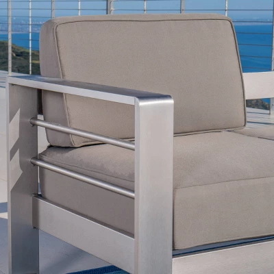Cape Coral 2pk Aluminum Patio Club Chair - Khaki - Christopher Knight Home